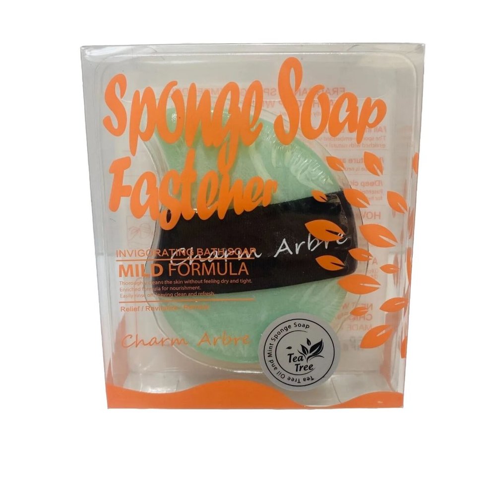Sponge Soap Fastener Tea Tree Mild Formula Charm Arbre Exfoliate Soap